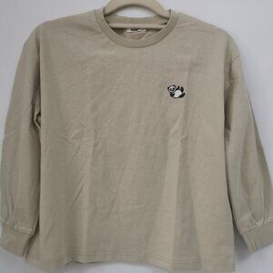 MANON Kids' Classic Cotton Long Sleeve Tee Crew Neck for Spring Summer Size 130